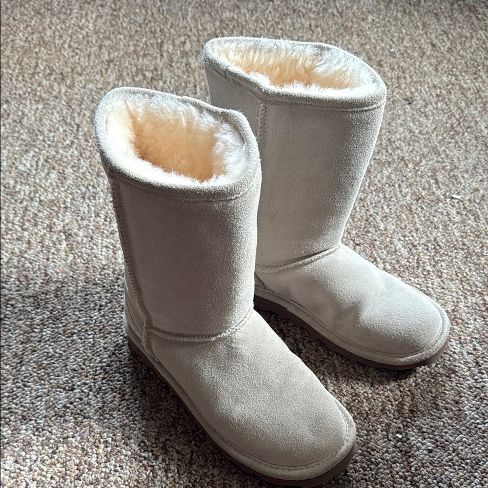 BearPaw Cream Mid-Calf Shearling Winter Boots